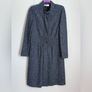 St John Collection Knit Black Jacket Zip Dress Buttons Collared